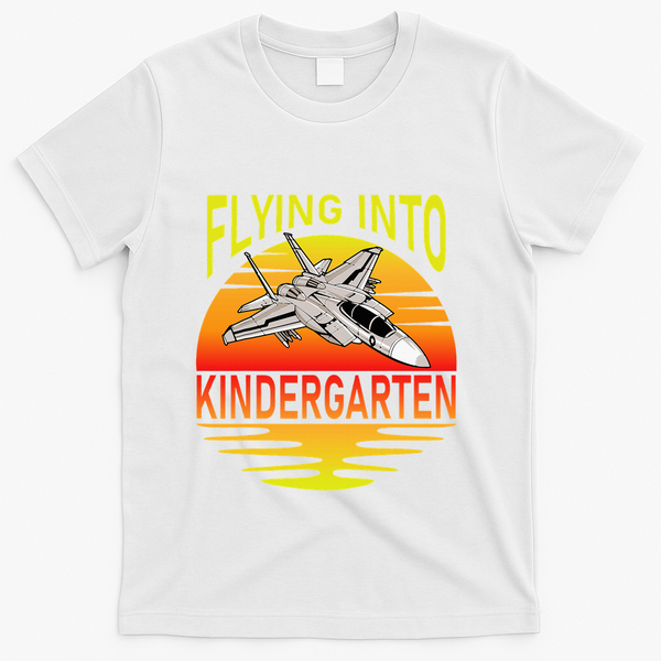 Flying Into Kindergarten Airplane Teacher Back To School T-Shirt - White