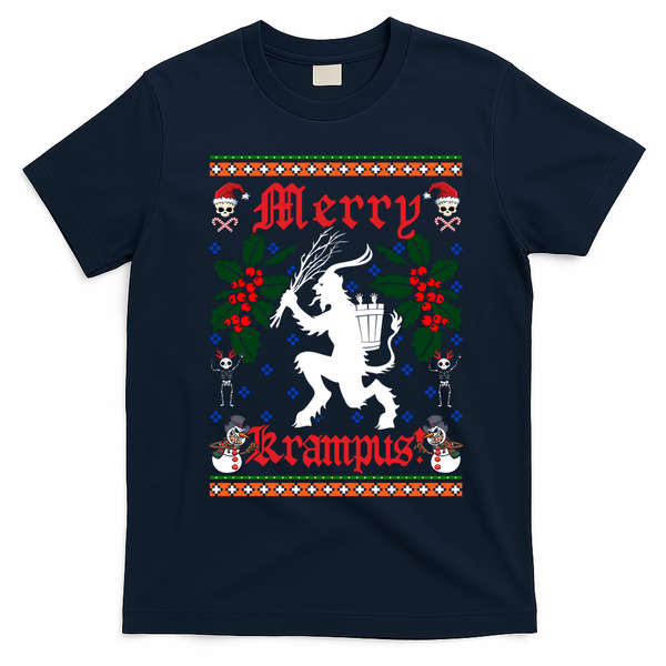 Funny Krampus Merry Krampus Ugly Christmas Gift T-Shirt - Navy Blue