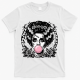 Frankenstein Monster And Bride B.U.B.B.L.E G.U.M Funny Halloween T-Shirt - White