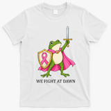 Funny Medieval Frog We Fight At Dawn Breast Cancer T-Shirt - White