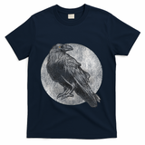 Full Moon Raven Bird Gift Scary Crow T-Shirt - Navy