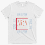 Funny Math Teacher Area Perimeter Cool Math Math Teacher T-Shirt - White