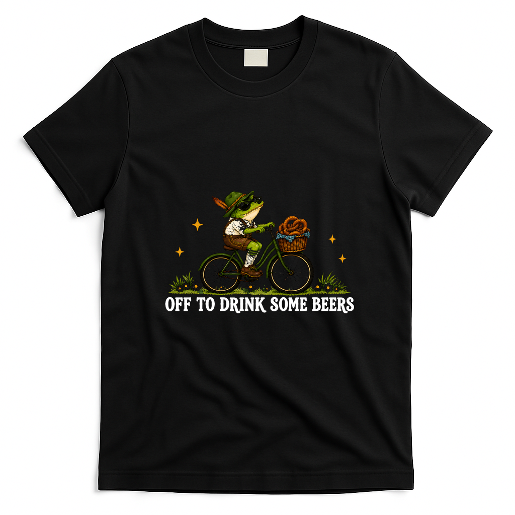 Funny Oktoberfest Frog Pretzel German Beer Fest Drinking Squad Gift T-Shirt - Black
