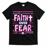 Faith Over Fear Motivational Christian Quote T-Shirt - Black