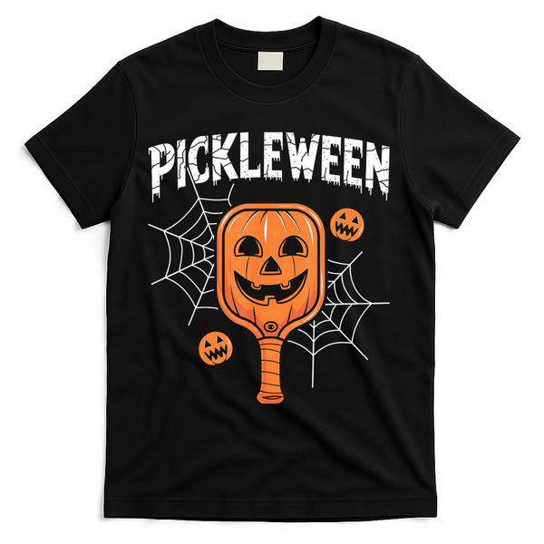 Funny Pickleween Halloween Pickleball Players Gift T-Shirt - Black