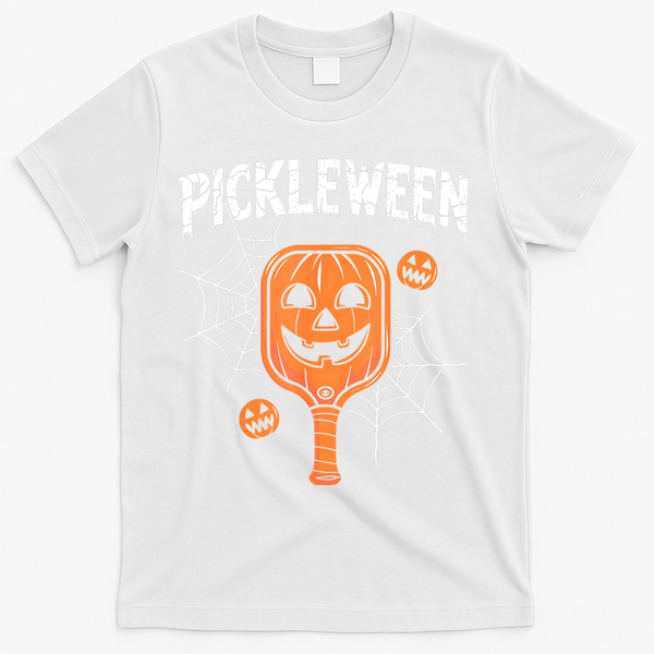 Funny Pickleween Halloween Pickleball Players Gift T-Shirt - White