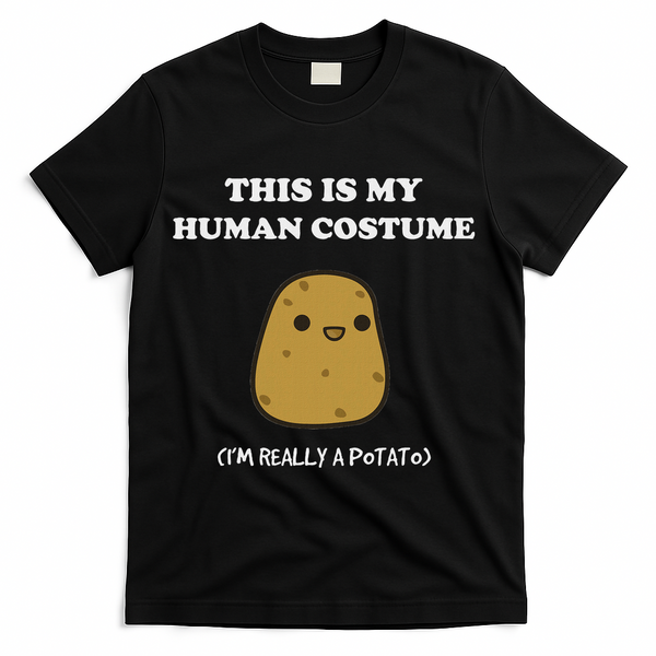 Funny Potato Humour This Is My Human Costume Halloween Potato T-Shirt - Black