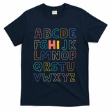 Funny Pre K Kindergarten Hi Alphabet Back To School Teachers T-Shirt - Navy