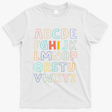 Funny Pre K Kindergarten Hi Alphabet Back To School Teachers T-Shirt - White