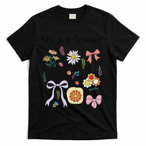 Floral Preppy Teacher Teacher Life Happy Last Day Of School T-Shirt - Black