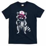 Funny Racoon F Breast Cancer Middle Finger T-Shirt - Navy Blue