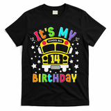 Funny School 14th Birthday Party School Bus Teacher Student T-Shirt - Black