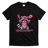 Feral & Supportive Pink Raccoon with Donut T-Shirt - Black