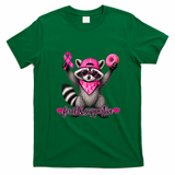 Feral & Supportive Pink Raccoon with Donut T-Shirt - Irish Green