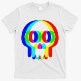 Funny Skull Trippy Vaporwave Halloween Techno Rave Edm Party T-Shirt - White