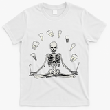 Funny Skeleton Yoga Dental Hygienist Tooth Dentist Halloween T-Shirt - White