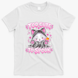 Funny Too Cute To Spook Halloween Panda Breast Cancer T-Shirt - White