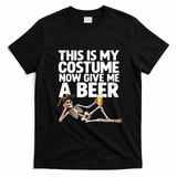Funny This Is My Costume Give Me Beer Skeleton Halloween T-Shirt - Black