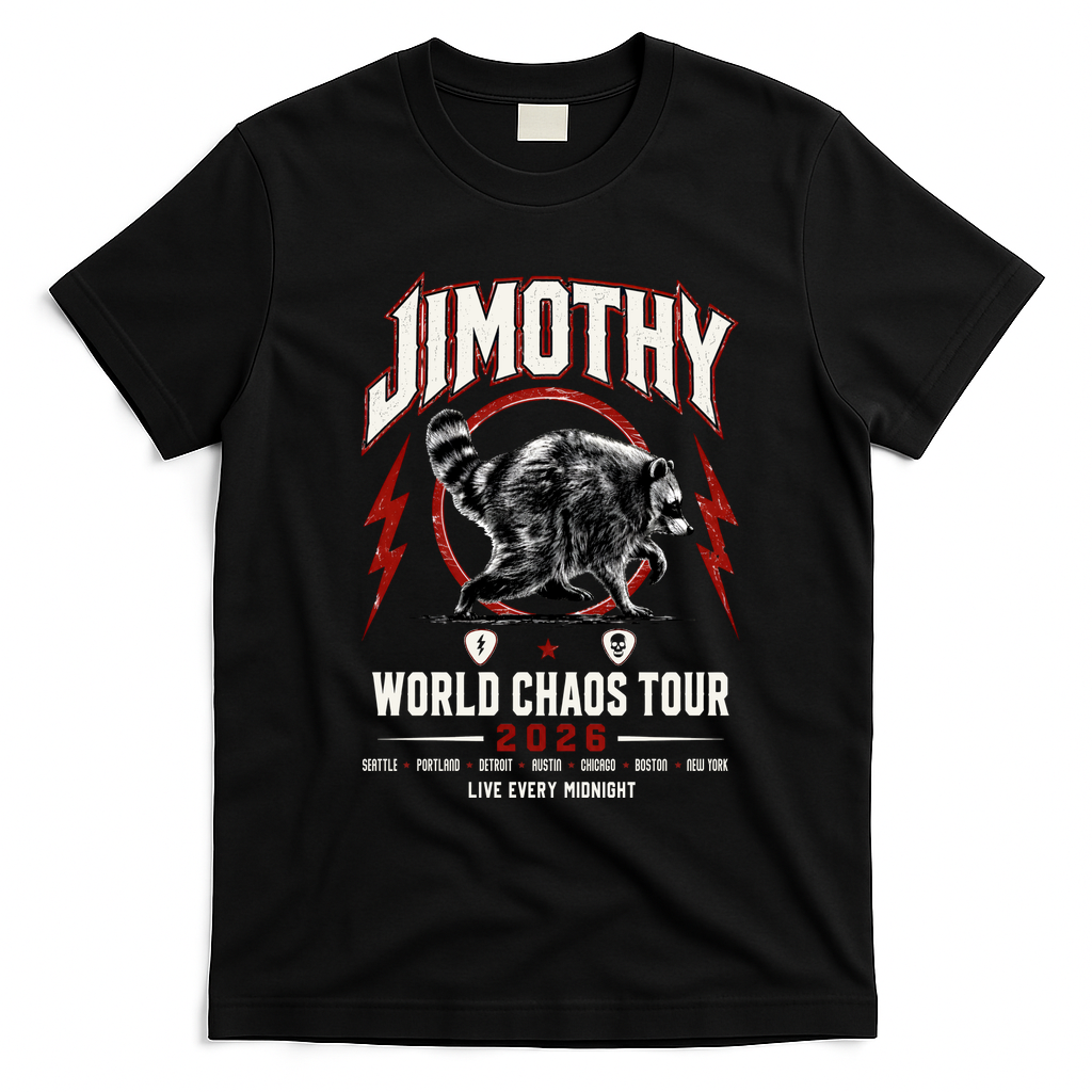 Funny Vintage Rock Tour Jimothy World Chaos Tour 2026 T-Shirt - Black