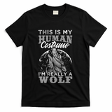 Funny Wolf Design Human Costume IM A Wolf T-Shirt - Black
