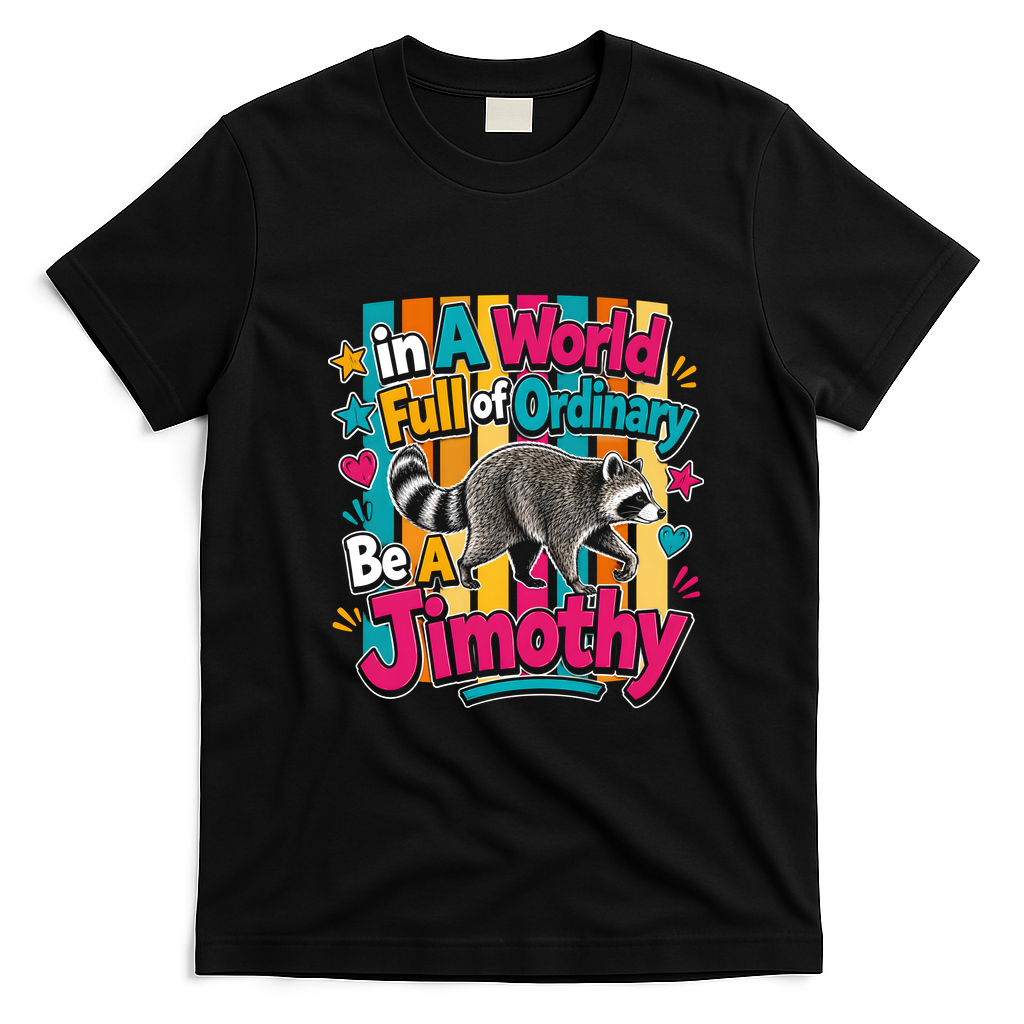 Funny World Full Of Ordinary Be A Jimothy Raccoon Gift T-Shirt - Black