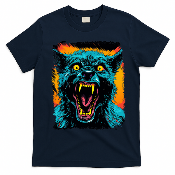 Frightnightfits Werewolf Halloween T-Shirt - Navy Blue