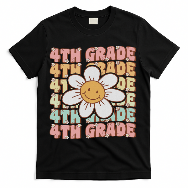 Groovy 4th Grade Back To School First Day Of Fourth Grade T-Shirt - Black