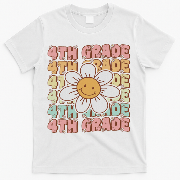 Groovy 4th Grade Back To School First Day Of Fourth Grade T-Shirt - White