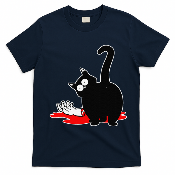Guilty Black Cat T-Shirt - Navy Blue