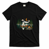 Ghost Canoeing Moonlight Camping Halloween Adventure T-Shirt - Black