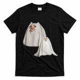Ghost Cat Meme Funny Halloween T-Shirt - Black