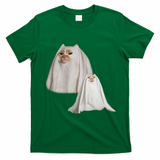 Ghost Cat Meme Funny Halloween T-Shirt - Green
