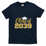 Golden Class Of 2039 Graduation Graduate School T-Shirt - Navy Blue