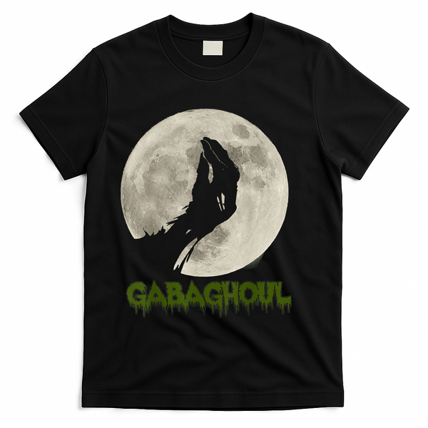 Gabaghoul Funny Hand Moon Halloween T-Shirt - Black