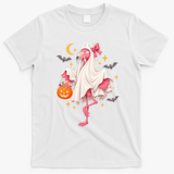 Ghost Flamingo Halloween Costume Trick Or Treat T-Shirt - White