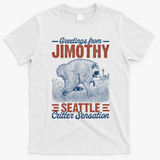 Greetings From Jimothy Seattle Critter Raccoon T-Shirt - White