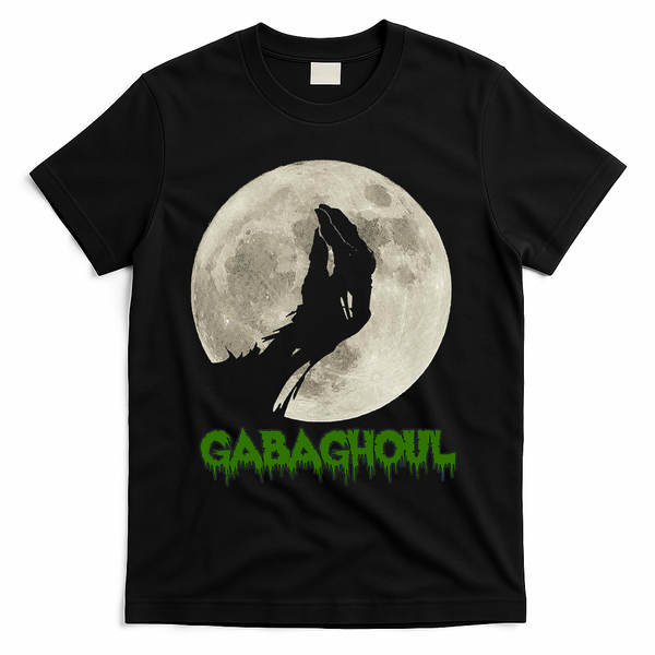 Gabaghoul Hand Moon Funny Halloween T-Shirt - Black