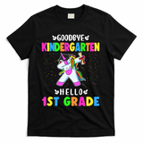 Goodbye Kindergarten Hello First Grade Unicorn Girl T-Shirt - Black