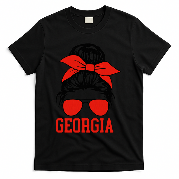 Georgia Messy Bun Varsity T-Shirt - Black