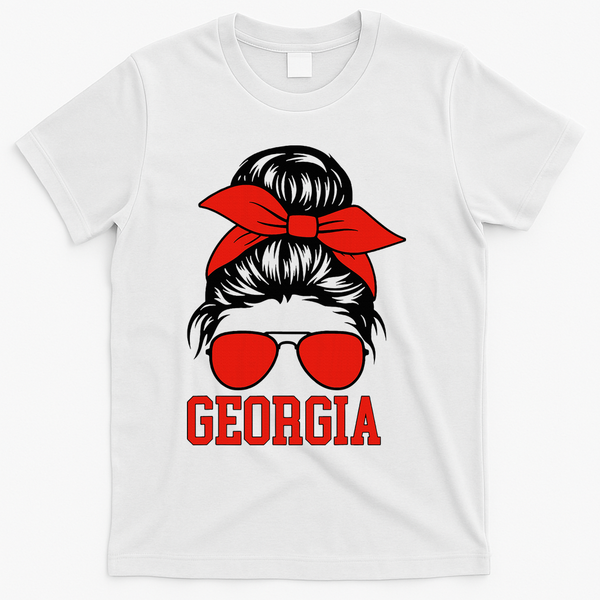 Georgia Messy Bun Varsity T-Shirt - White