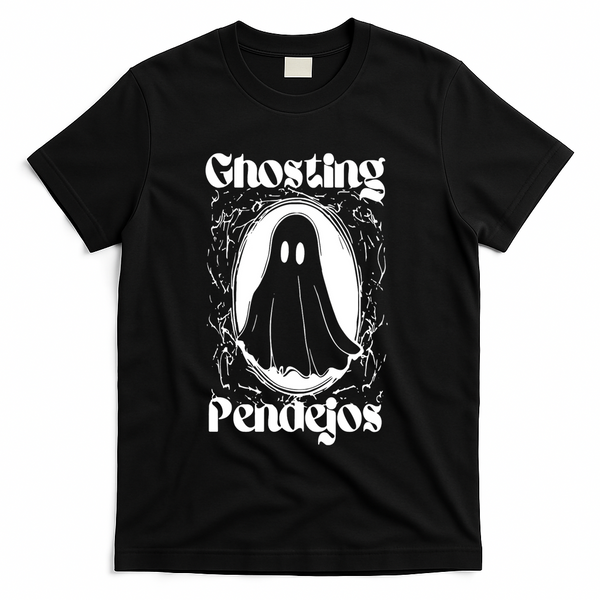 Ghosting Pendejos Funny Mexican Ghost Halloween T-Shirt - Black