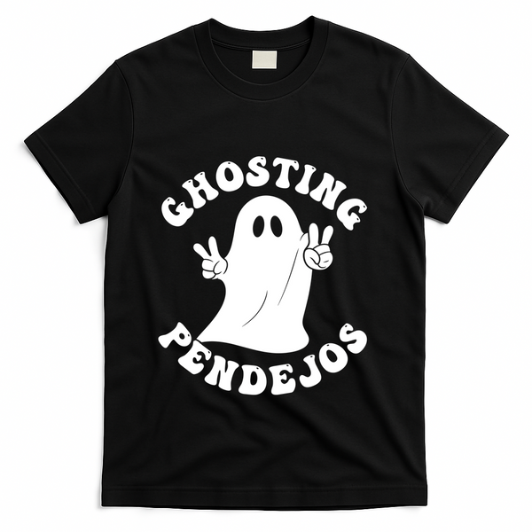 Ghosting Pendejos Funny Mexican Ghost Halloween Meme T-Shirt - Black