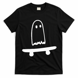 Ghost Skateboard Lazy Halloween Costume T-Shirt - Black