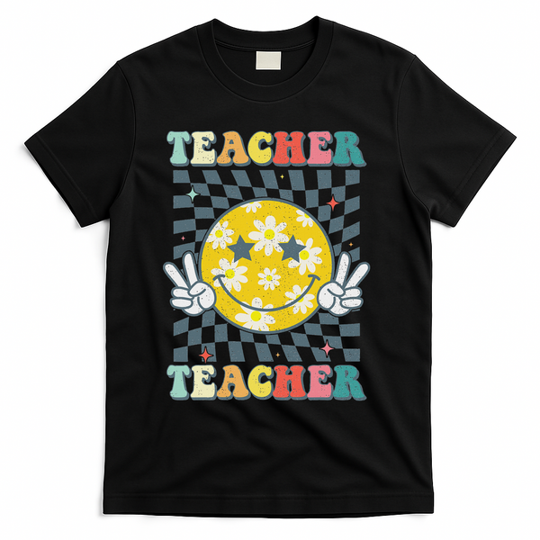 Groovy Teacher Inspirational Colorful Back To School T-Shirt - Black