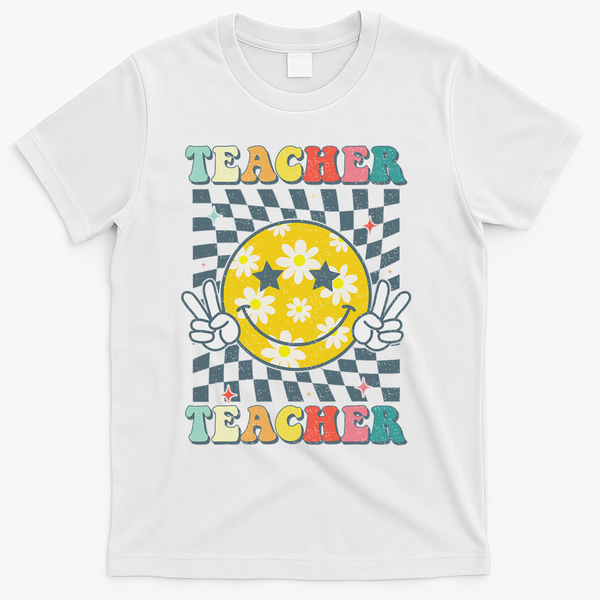 Groovy Teacher Inspirational Colorful Back To School T-Shirt - White