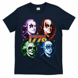George Washington Benjamin Franklin 1776 Vintage Rock Band T-Shirt - Navy