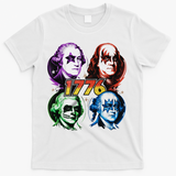 George Washington Benjamin Franklin 1776 Vintage Rock Band T-Shirt - White