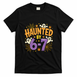 Gen Z Haunted By 6-7 Meme Spooky Ghost Halloween T-Shirt - Black