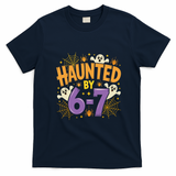 Gen Z Haunted By 6-7 Meme Spooky Ghost Halloween T-Shirt - Navy Blue
