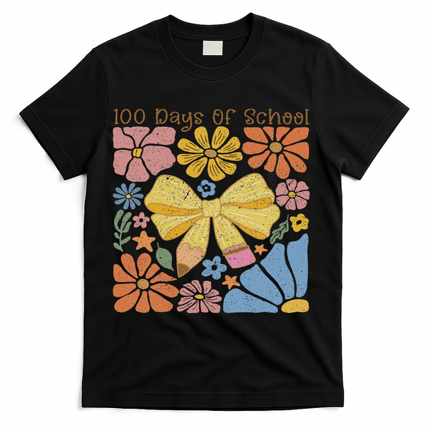 Happy 100th Day Of School 100 Days Of School Teacher Student T-Shirt - Black